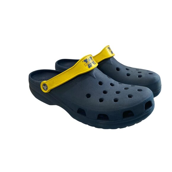 Crocs University Michigan Classic Clogs Beach Navy Blue Yellow Mens XXL 12-13 - Picture 1 of 9